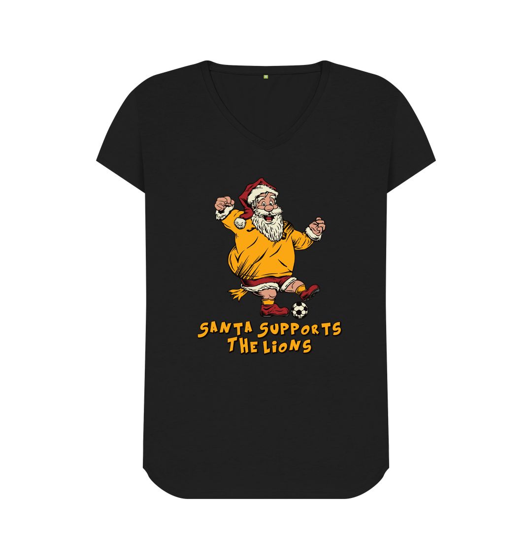 Black Livingston Women's V-neck Santa T-shirt